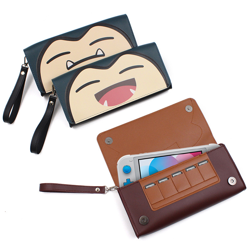 Leather Protective Case with Game Card Slots & Large Pocket for Nintendo Switch and Accessories