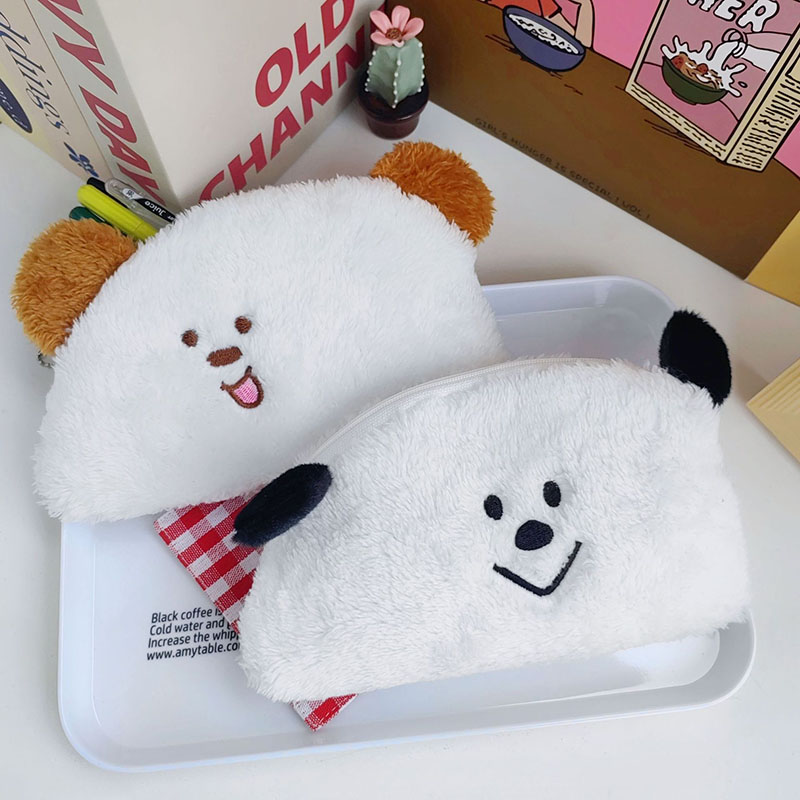 Cute Bear Plush Pen Pouch Large Capacity Pencil Case Makeup Storage Bag