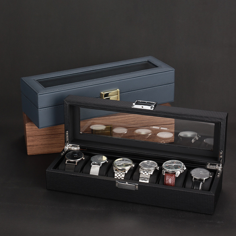 Luxury Watch Box Organizer For Men And Women 6 Slots Leather Watch Holder Stand Display Storage Case