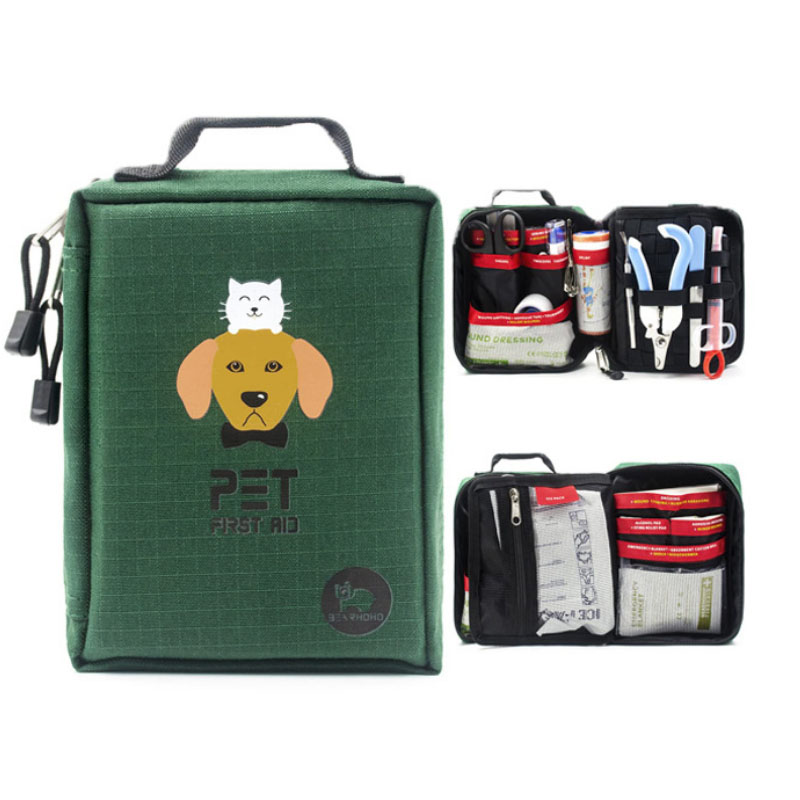 Customized Pet First Aid Kit For Dogs And Cats Elastic Hanging Animals Emergency Medical Storage Bag