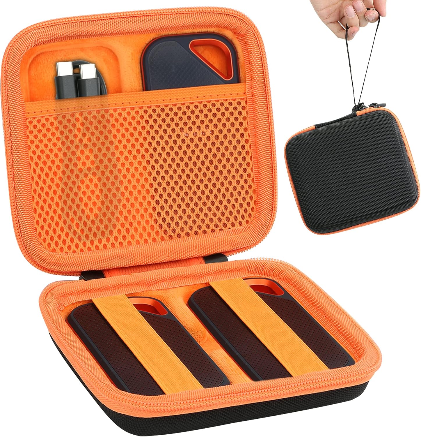 Hard Travel Case SanDisk Extreme PRO Replacement Portable 500GB/1/2/4 TB SSD(Black&Orange,Only Case)