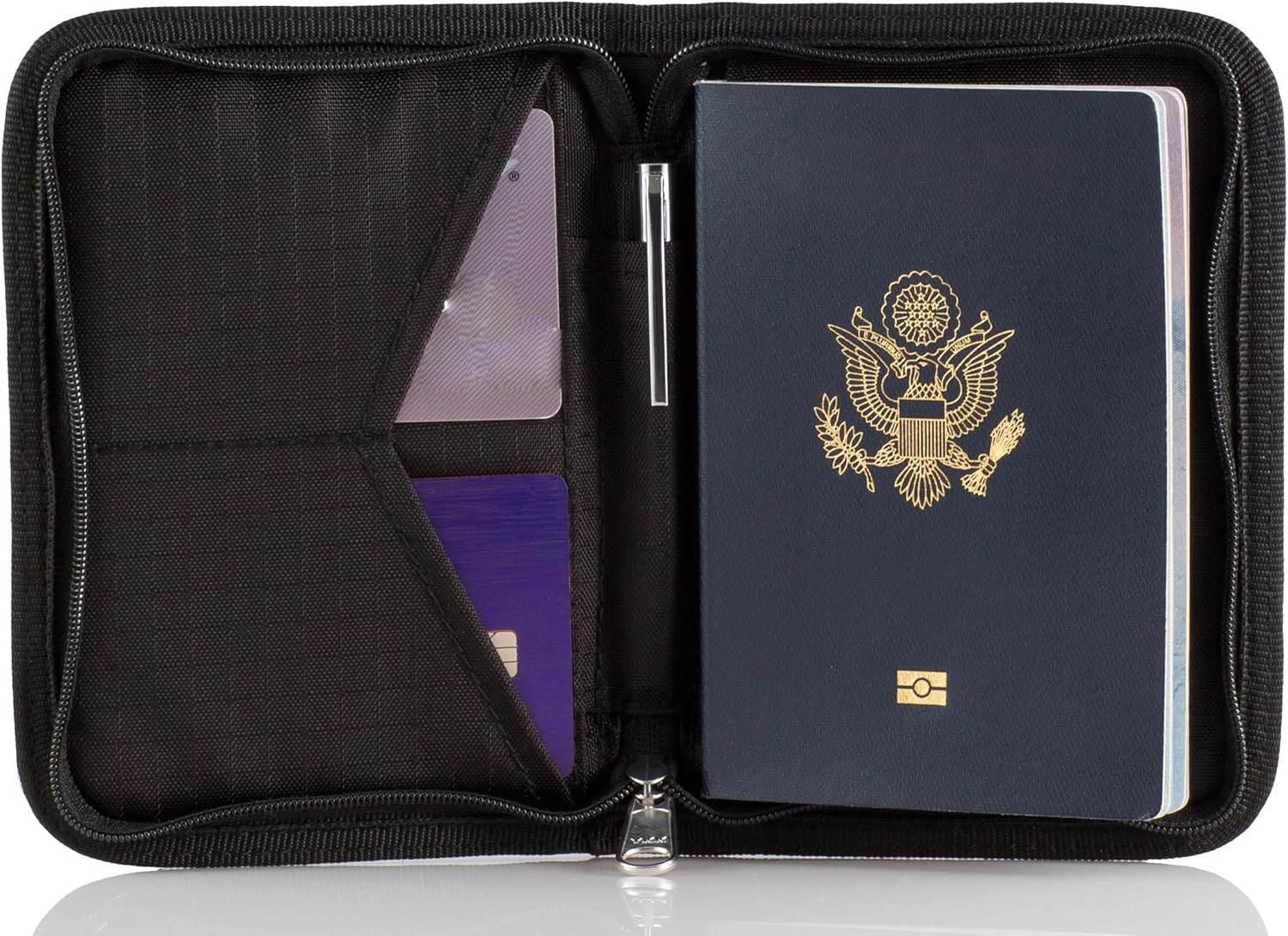 Passport Holder & Travel Wallet with RFID Blocking - Premium Document Organizer Case-Zippered Wallet
