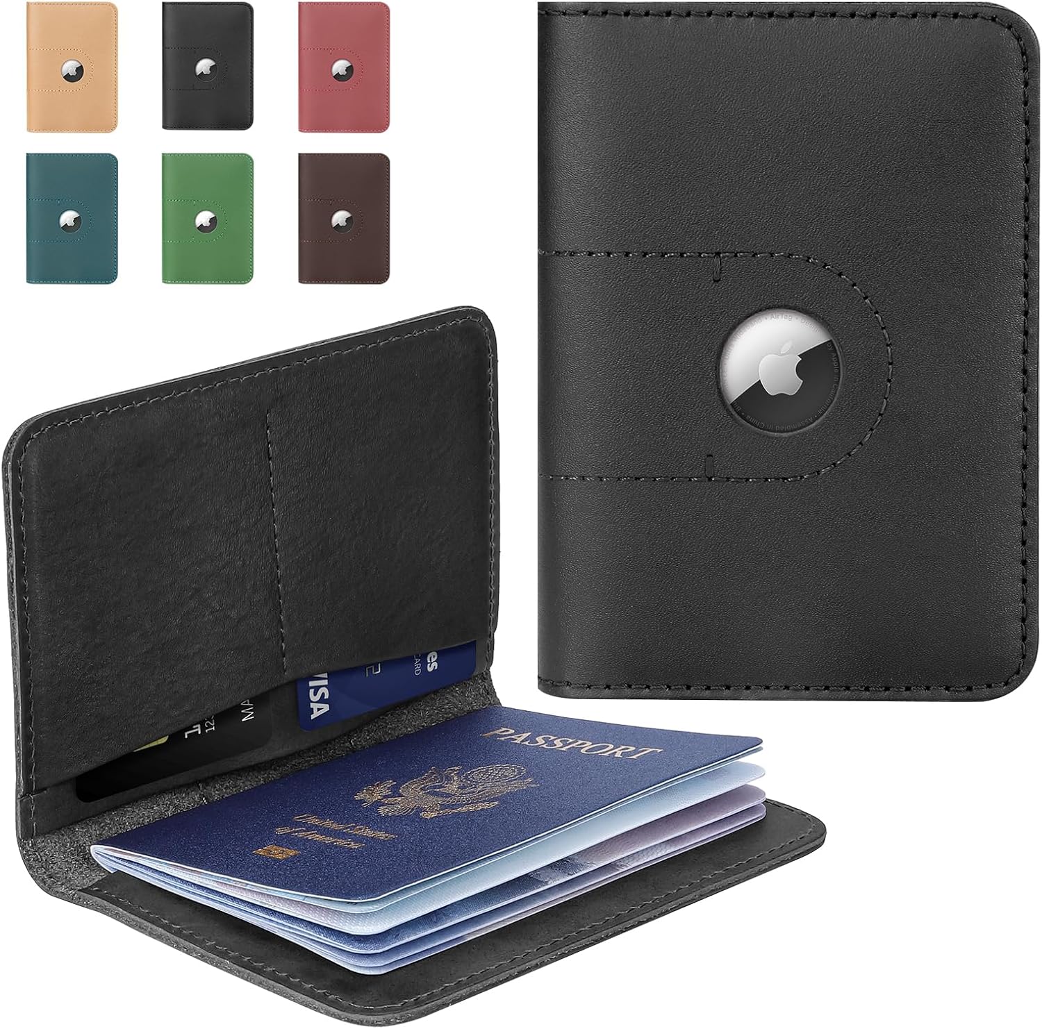  Passport Holder for Travel, Genuine Leather Passport Holder with Airtag Women Men,Travel Must Haves