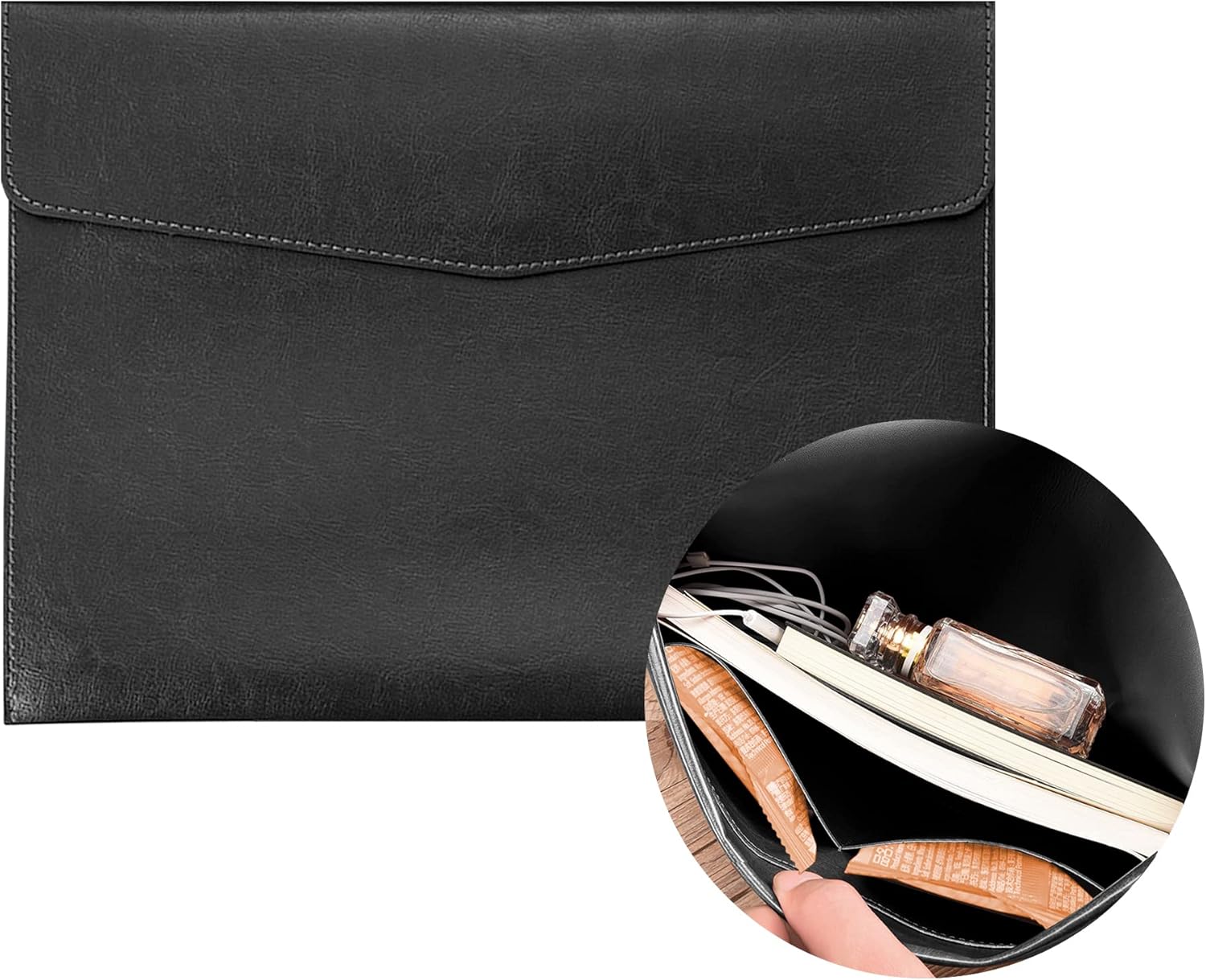  File Folder Organizer PU Leather File Jackets Document Holder Project Pockets with Magnetic Closure