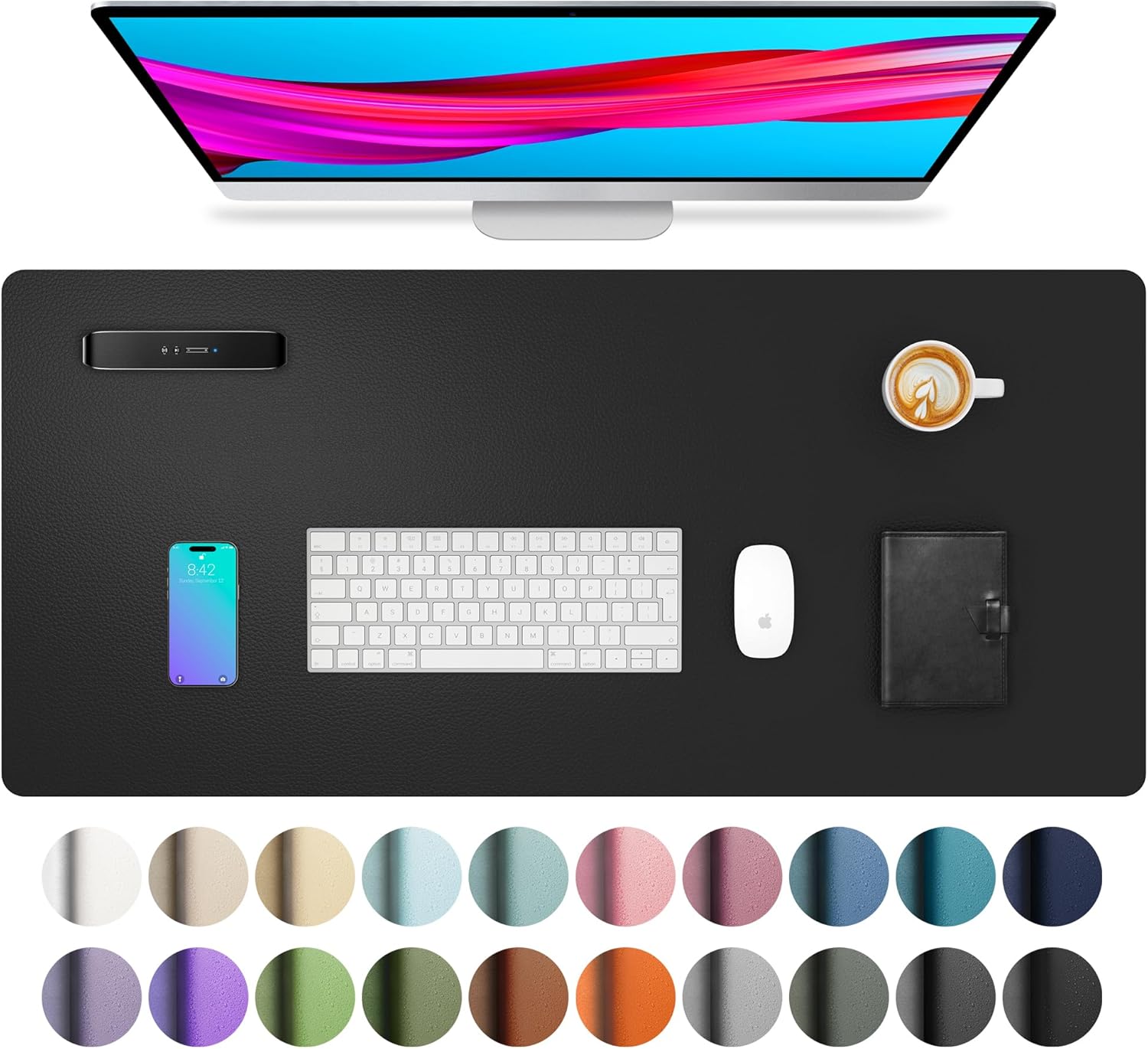 Leather Desk Pad Protector, Non-Slip PU Leather Desk Blotter, Waterproof Pad for Office and Home
