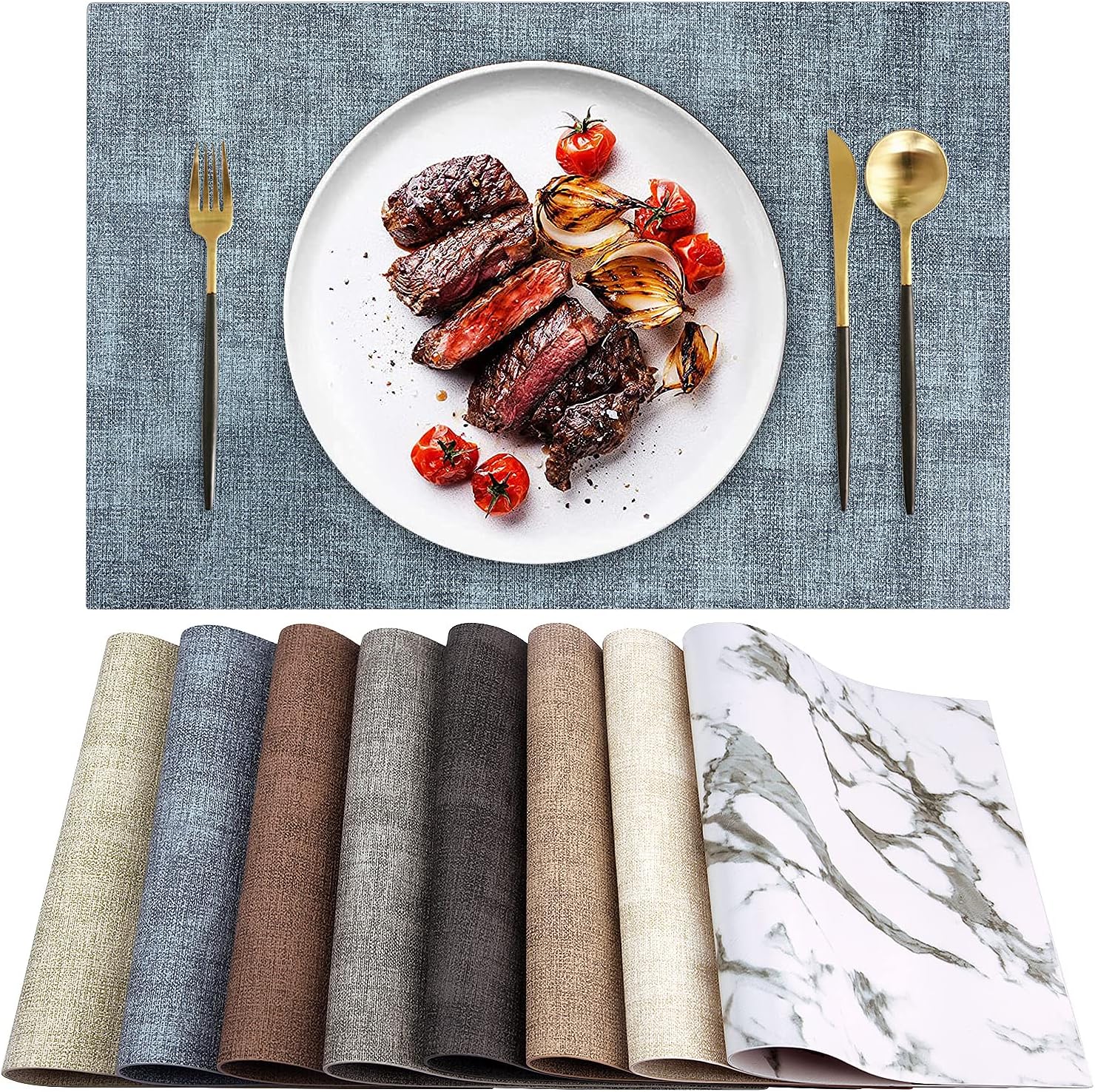 Waterproof Wipeable Washable PU Table Mats,Easy to Clean Anti-Slip Place Mats 