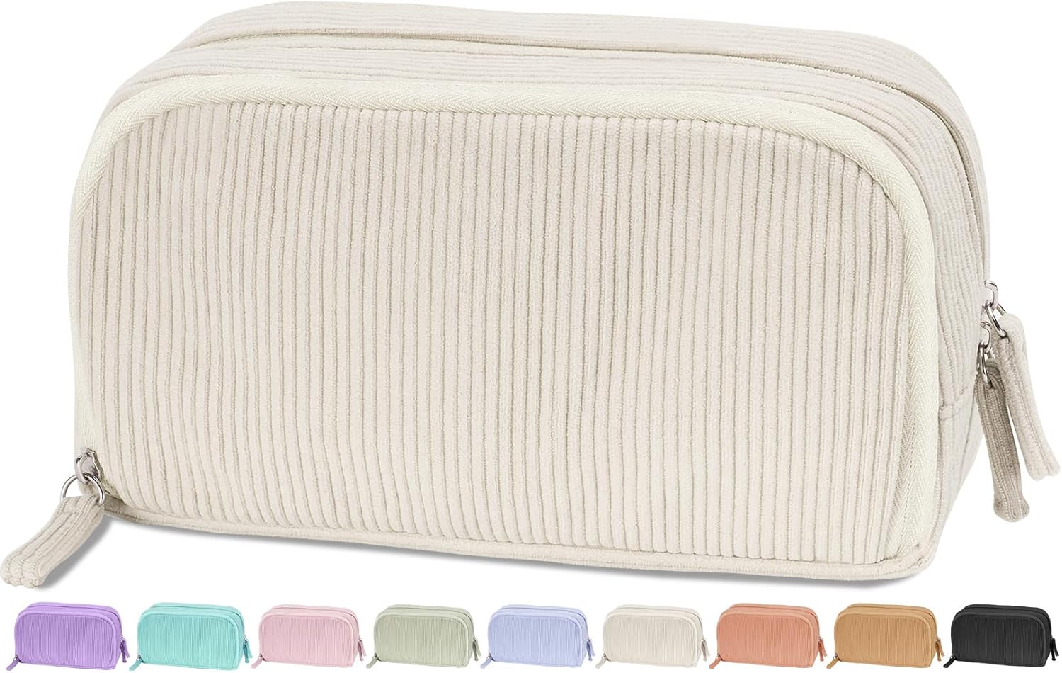 Big Capacity Pencil Case Pen Pouch, Soft Corduroy Pencil Bag with 3 Compartment, Multiple Pockets