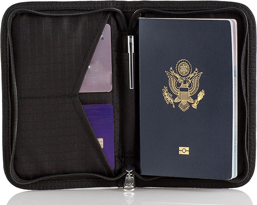 Passport Holder & Travel Wallet with RFID Blocking - Premium Document Organizer Case-Zippered Wallet