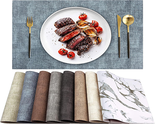 Waterproof Wipeable Washable PU Table Mats,Easy to Clean Anti-Slip Place Mats 