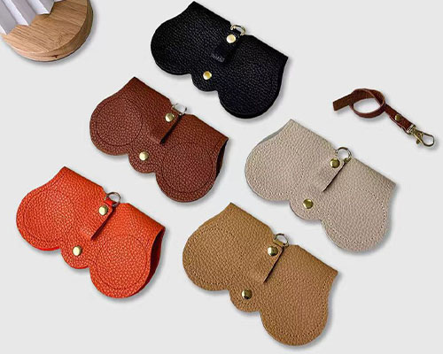 Wholesale Custom Pebble Grain Leather Eyeglasses Pouch Slim Lightweight Sunglasses Sleeve
