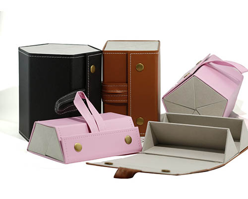Custom Foldable Multiple Slots Sunglasses Travel Case Leather Eyewear Roll Organizer Box