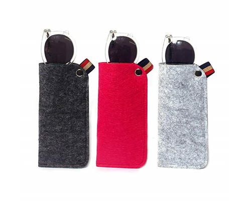 Custom Eco-Friendly Soft Felt Eyewear Storage Sleeve Pouch with Snap Button