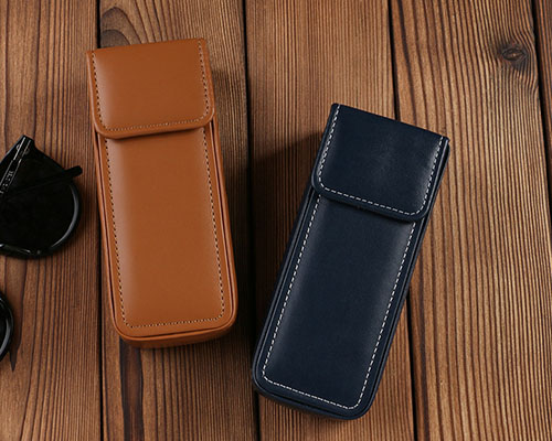 Custom Leather Eyeglass Case with Contrast Stitching | Premium Eyewear Packaging Factory
