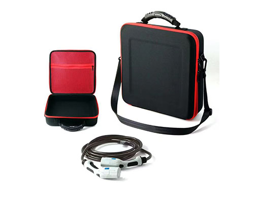 Black and Red Hard EVA EV Charger Cable Storage Bag with Shoulder Strap